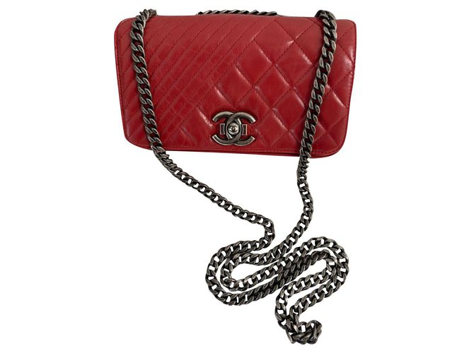 Boy Chanel Red Leather  ref.205794