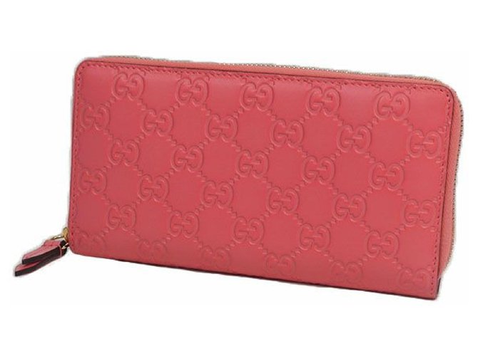 GUCCI ssima runder Reißverschluss Unisex lange Brieftasche mit Reißverschluss 410102 Rosa Pink  ref.205817