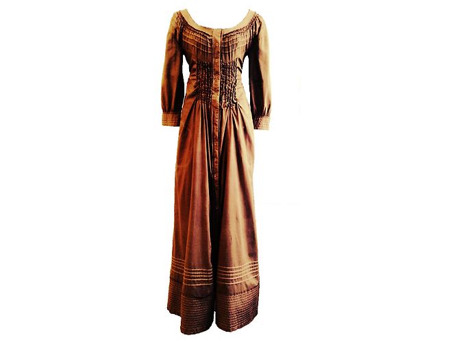 Philosophy Di Alberta Ferretti VESTIDO MAXI ALGODÃO DESIGNER DE LUXO Marrom