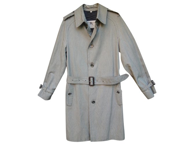 men's Burberry vintage t trench coat 46 new condition Black White Cotton  ref.205901