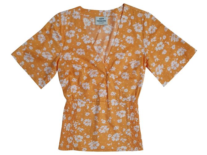Blusa floral amarilla de algodón Mads Norgaard Amarillo