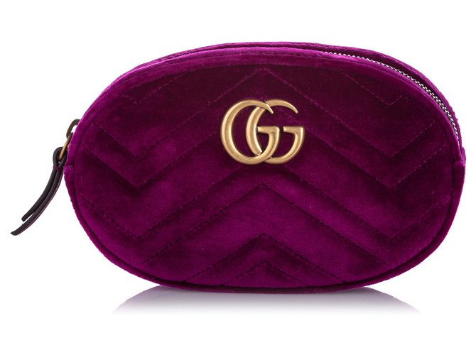 Gucci Pink GG Marmont Velvet Belt Bag Leather Pony-style calfskin Cloth  ref.206225