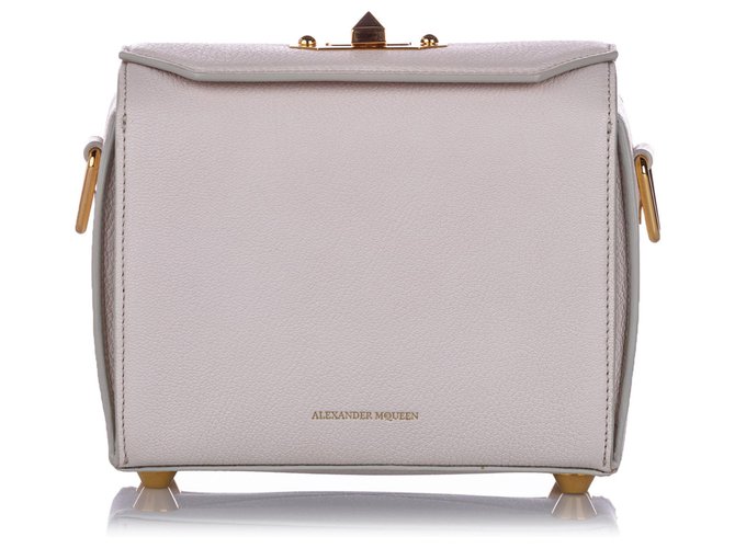 Alexander McQueen White Box 19 Leder Umhängetasche Weiß Ziege  ref.206304