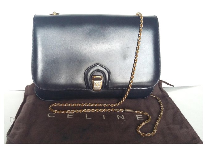 Céline Celine, NAVY CLASSIC. Navy blue Leather  ref.206428