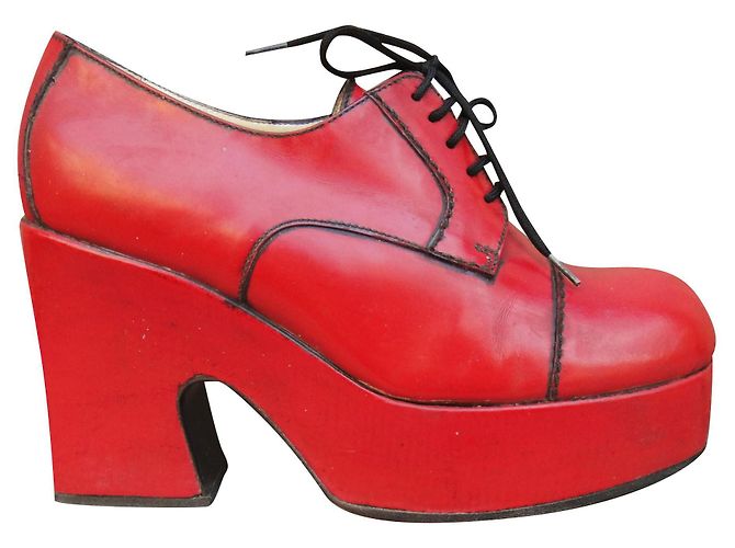 Scarpe con plateau Sartore in pelle rossa Rosso