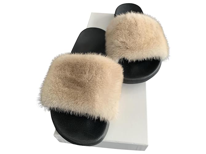 Givenchy Mink Fur Slides in Nude