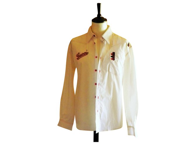 chemise GUCCI taille XXL très bon état Coton Blanc  ref.206664