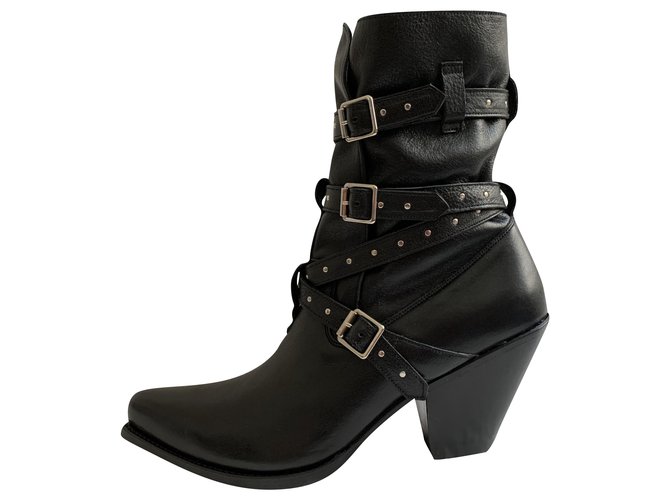 Céline Rock black leather Berlin boots  ref.206717