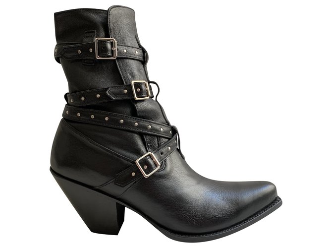 Céline Black leather Berlin ankle boots  ref.206721