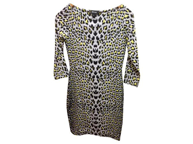 Just Cavalli vestido estampado com assinatura Multicor Estampa de leopardo Elastano Nylon  ref.206731