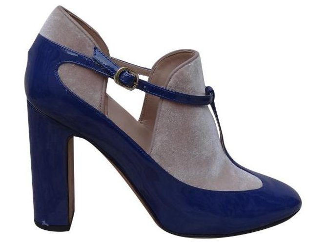 Valentino Garavani Heels Pink Blue Velvet Patent leather  ref.206744