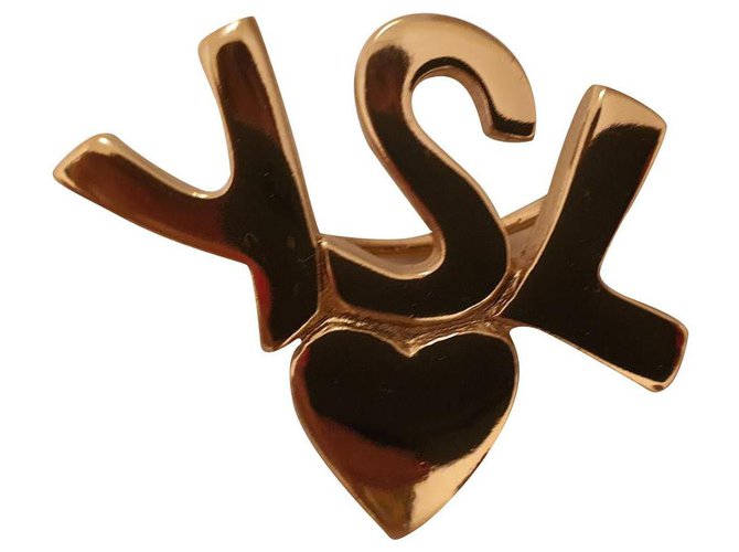 Yves Saint Laurent Pins & brooches Golden Metal  ref.206746