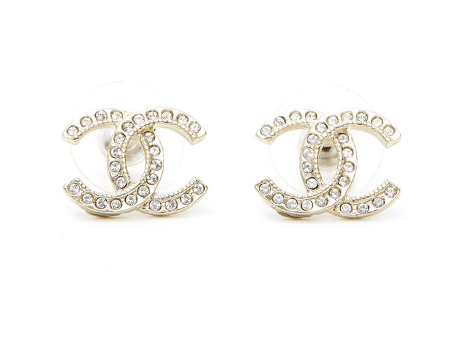 Chanel Earrings Black Golden Metal ref.36173