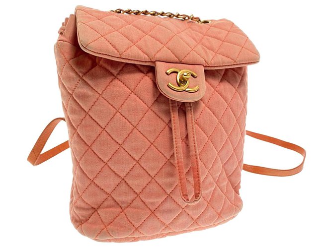 Chanel backpack Orange Tweed  ref.206791