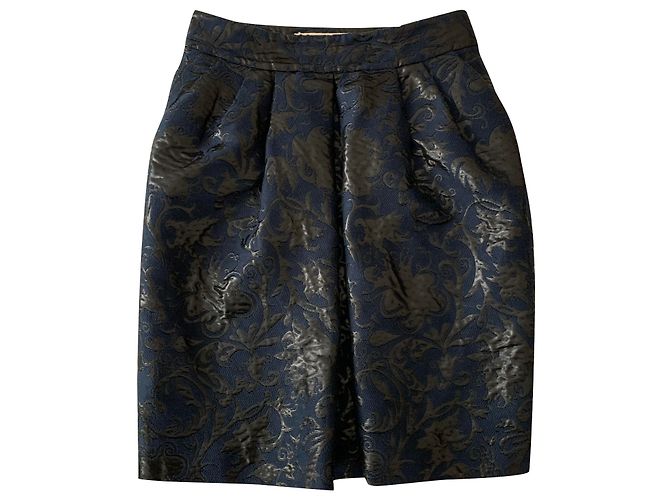 Falda Marni de brocado de algodón azul marino Azul oscuro