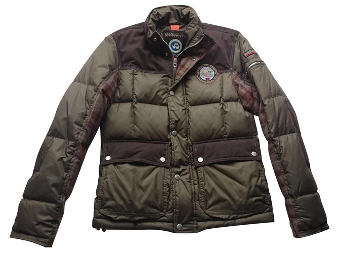 NAPAPIJRI Down jacket, Size M Khaki Polyester  ref.207003