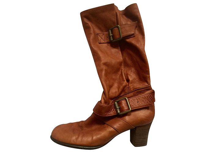 Russell & Bromley Slough leather boots chestnut