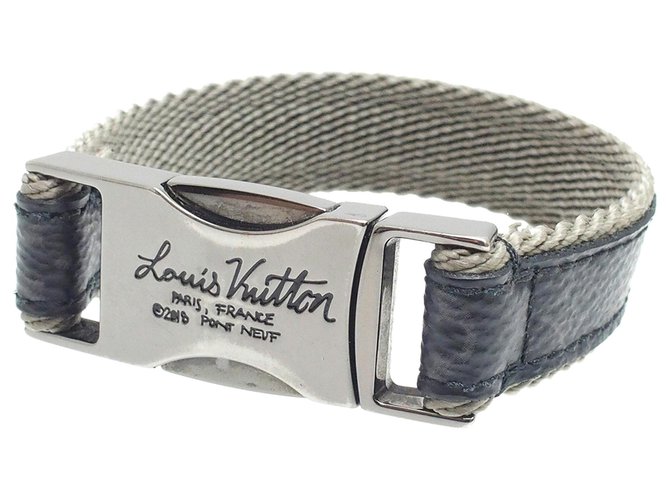 Louis Vuitton Schwarzes Monogramm Eclipse Fast Clip Armband Leinwand Metall  ref.207395