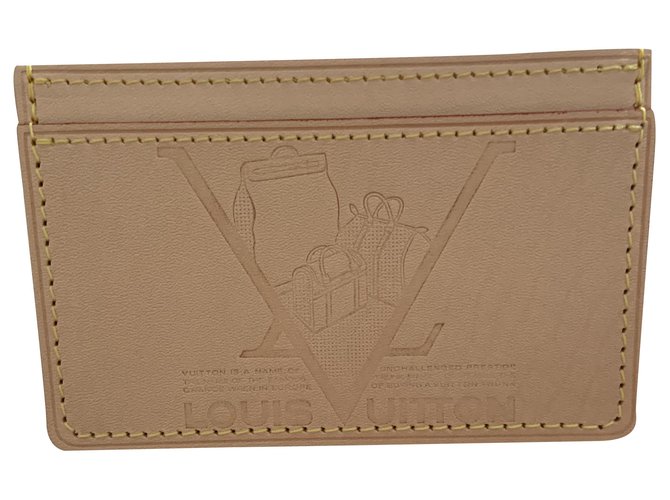 Louis Vuitton Titolare della carta vacchetta VIC regalo stampato a caldo Beige Pelle  ref.207500