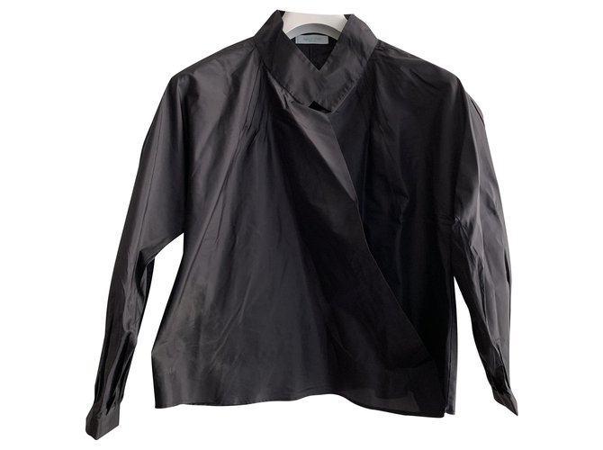 Emilio Pucci Top de túnica de tafetán de seda negra Negro  ref.207516