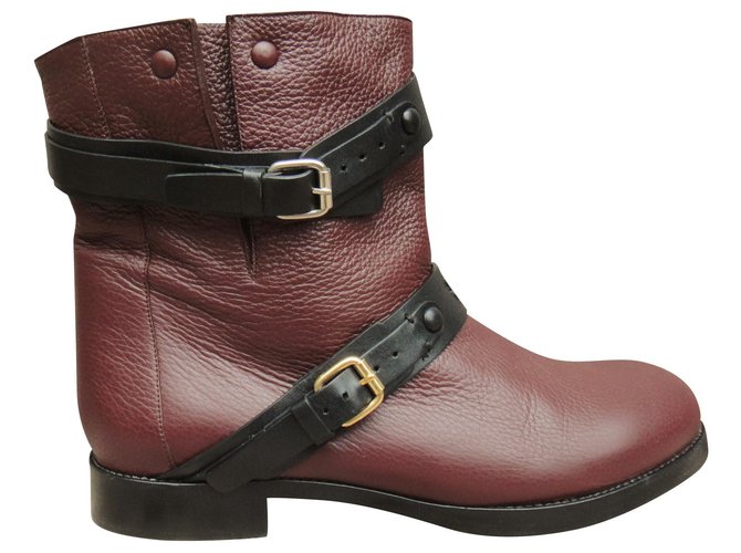 Chloé p boots 40 Dark red Leather  ref.207519