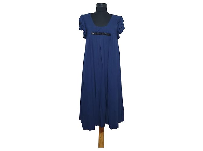 Baum und Pferdgarten Kleid aus Viscose Blau M