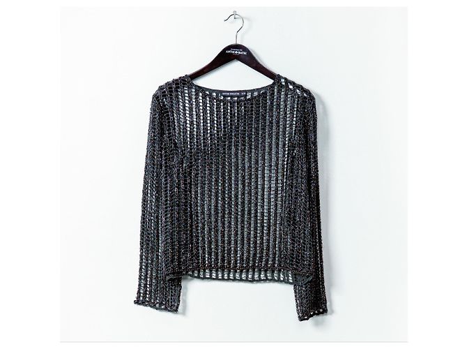 Top de algodão preto com pérolas Abey Antik Batik