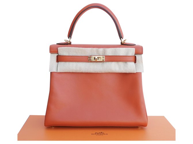 Kelly Hermès Handbags Orange Leather  ref.207586