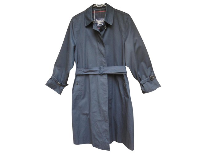 Burberry woman raincoat vintage t 36 / 38 Navy blue Cotton Polyester  ref.207606
