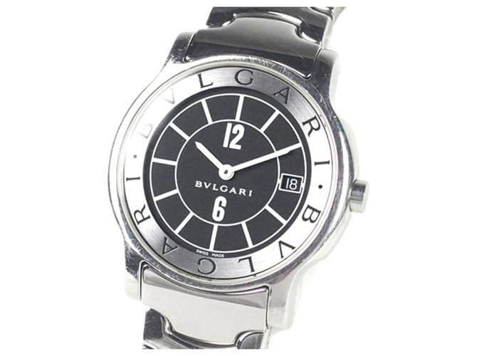 Bulgari Bvlgari Silver Bvlgari Bvlgari Solotempo Reloj Negro Plata Acero Metal  ref.207889