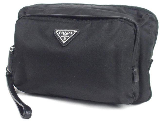 Prada Black Tessuto Clutch Bag Nylon Cloth  ref.207941