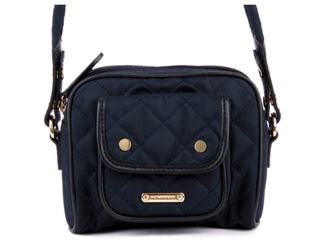 Burberry Blue Quilted Nylon Crossbody Black Navy blue Leather Pony-style calfskin Cloth  ref.207984