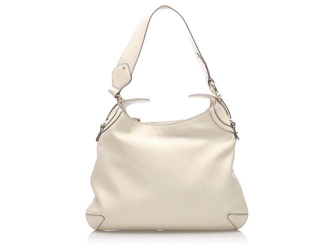 Gucci White Horsebit Leather Creole Shoulder Bag Pony-style calfskin  ref.208027