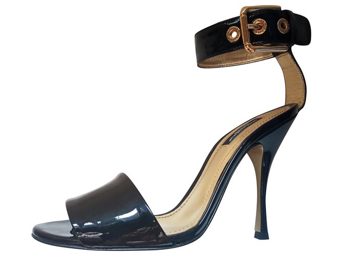 Dolce & Gabbana Des sandales Cuir vernis Noir  ref.208125
