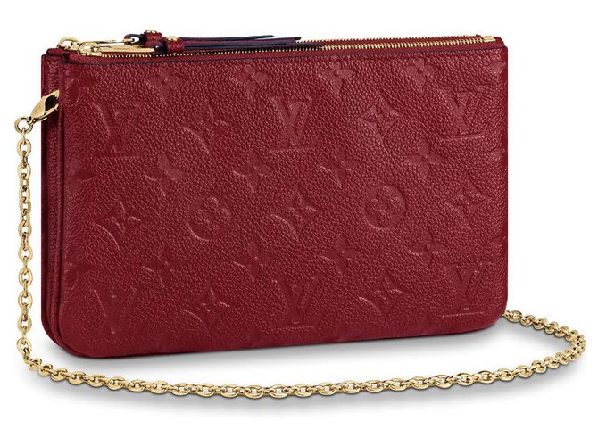 Louis Vuitton LV lined zip new Dark red Leather  ref.208178