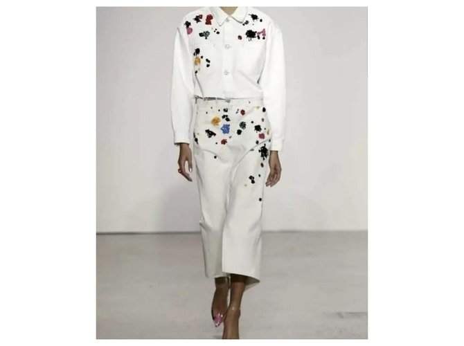 Oscar De La Renta Cotton Jacket Skirt Suit Sz. S Jean Multicolore  ref.208219