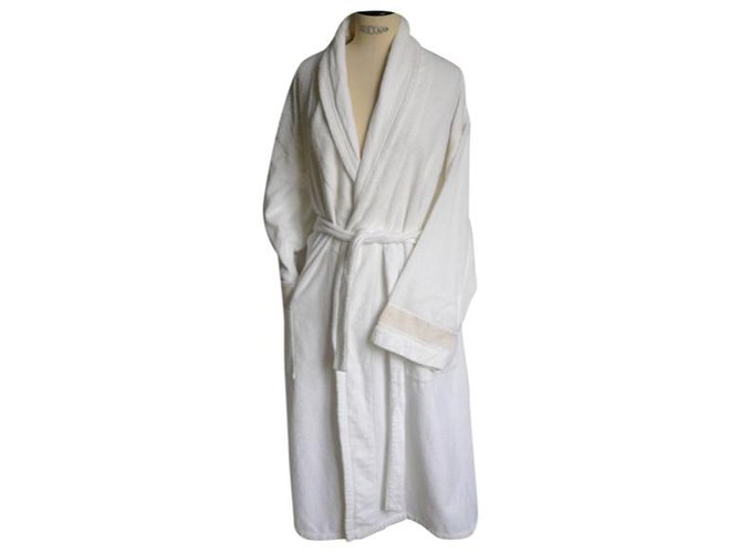 Hermès HERMES Weiß gekämmter Baumwollbademantel Hervorragender, fast neuwertiger Zustand TL Baumwolle  ref.208223