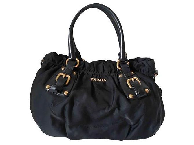 Jacquard Borsa a mano Prada in nylon nero