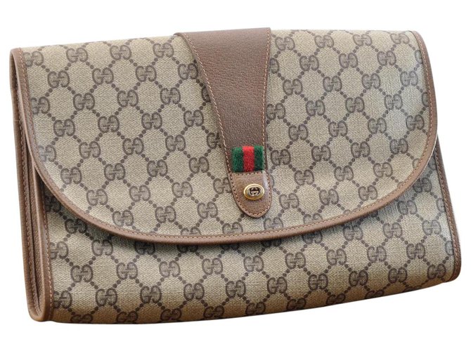 Gucci Clutch bag Brown Cloth  ref.208472