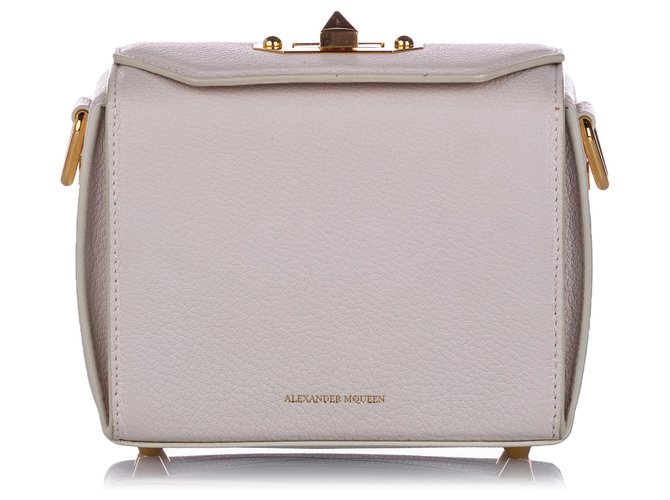 Alexander McQueen Caixa Branca 16 Bolsa Crossbody de couro Branco Cabra  ref.208607
