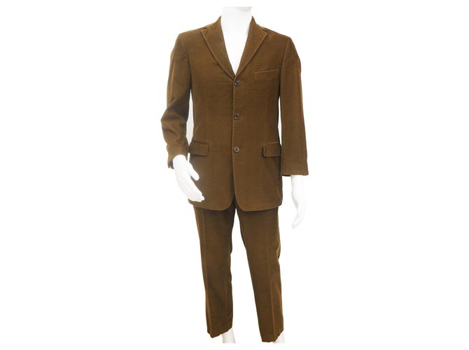 Hugo Boss Rossellini Movie Costume en velours côtelé Coton Rayon Acetate Marron  ref.208800