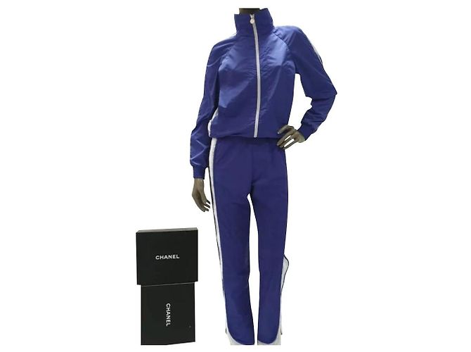 Chanel Logo Sport Suit Sz.36 Branco Azul