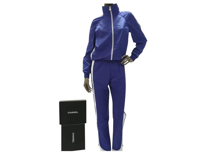 Chanel Logo Sport Suit Sz.36 White Blue Polyamide  ref.208807