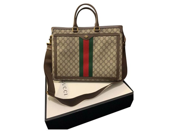 Gucci Ophidia GG Briefcase Brown Patent leather  ref.208817
