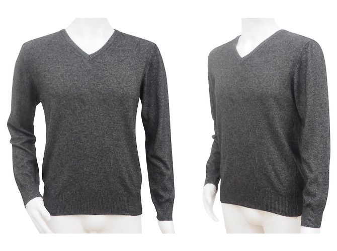 Bertoni 1949 Bertoni Kaschmir Merinowolle Pullover mit V-Ausschnitt Größe L. Grau