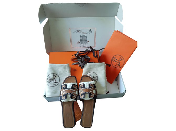 Oran Hermès Cuir Jean Multicolore  ref.208820
