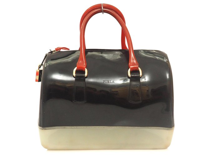 Furla Candy Bag Tricolor Classic Jelly Handbag Black White Red Cream Rubber  ref.208889 - Joli Closet