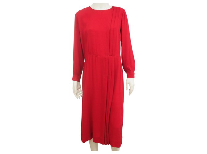 red silk dress midi