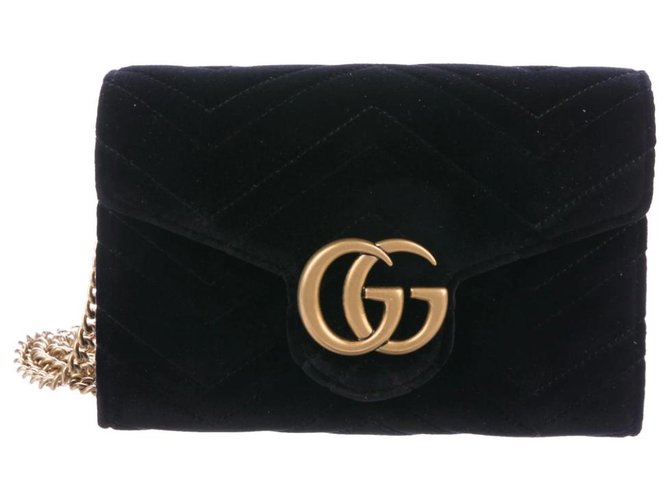 Gucci Velvet GG Marmont Shoulder Bag 