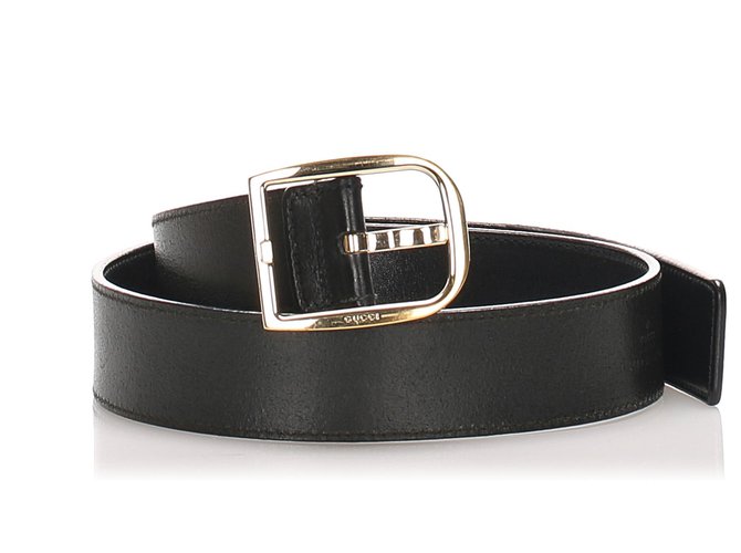 Cinturón de cuero negro de Gucci Plata Metal Becerro  ref.208971